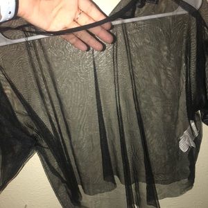 Black See Through Mesh Crop Top